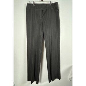 Cabi Gray Pinstripe Trousers Size 12 Career Pants Mid-Rise Straight Leg Stretch